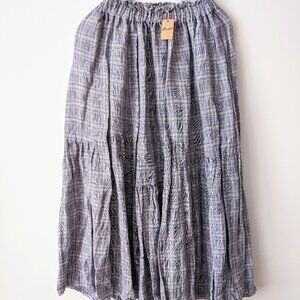 CP SHADES NWT Navy/White Linen ALLEGRA Midi/Maxi Skirt ~POCKETS~SMALL